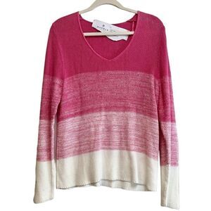 NWT Marble Ombre Color Block V-neck Sweater Small